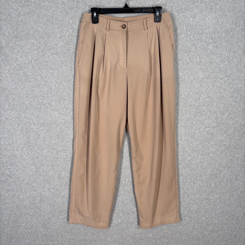 Kit Ace Pleated Pant Size 10 Tencel Ankle Trouser Neutral‎ Quiet Luxury Academia
